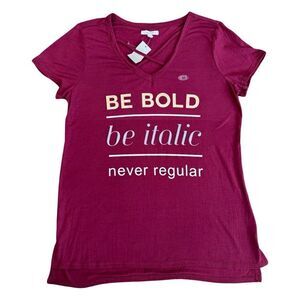 Maurice’s Womens “Be Bold” Dark Rhubarb Short Sleeve T Shirt Size Large NWT